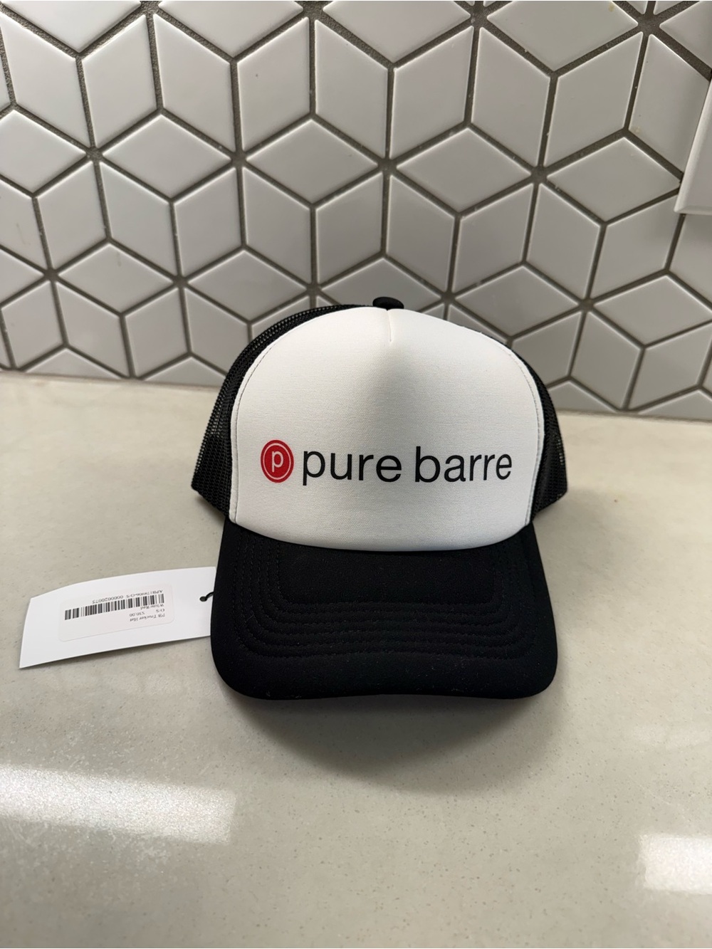 NWT Pure Barre Black and White Trucker Hat